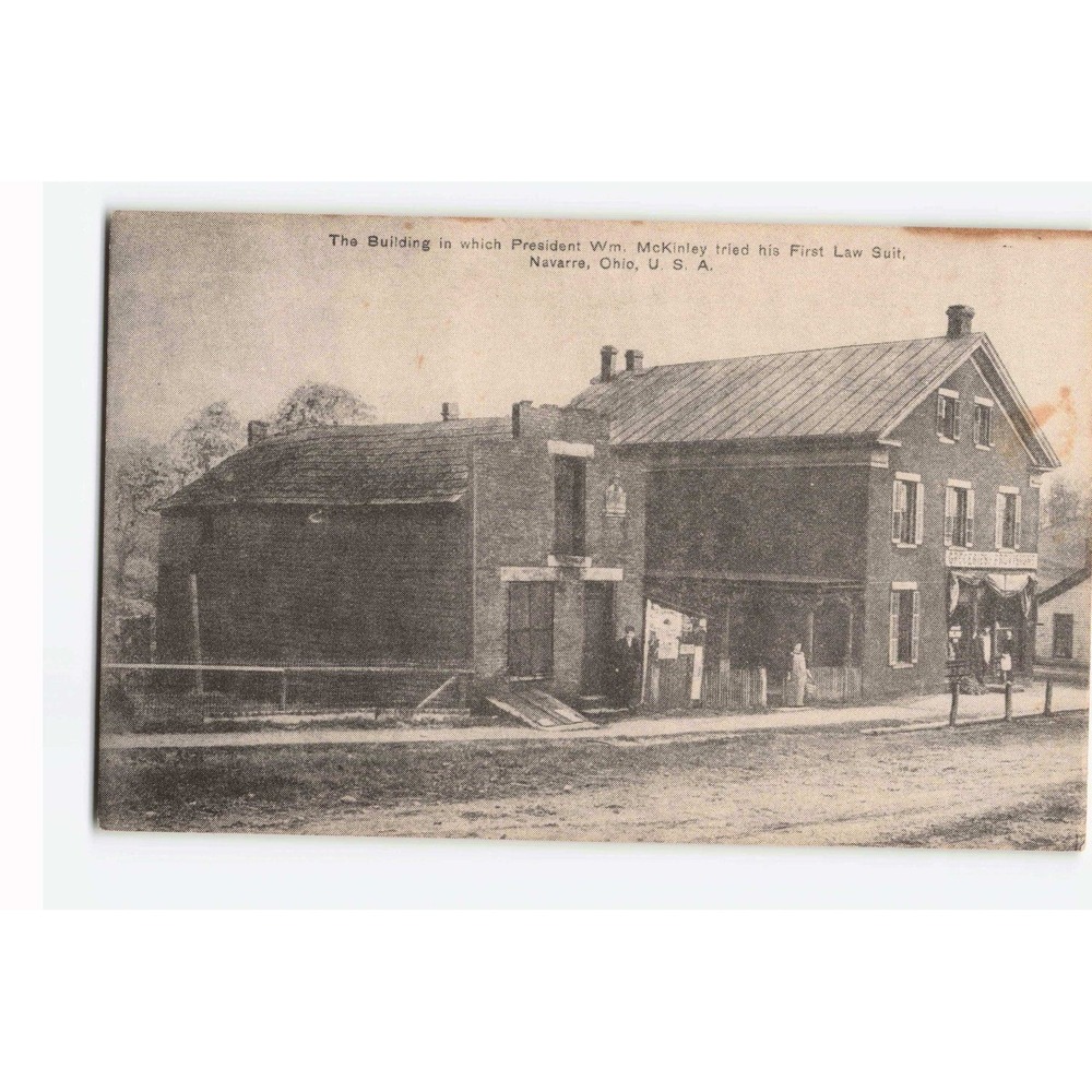 President William McKinley First Law Suit Building Navarre Ohio Vintage Postcard